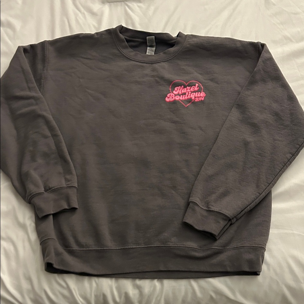 Hazel Boutique Charcoal Sweatshirt with Pink Logo